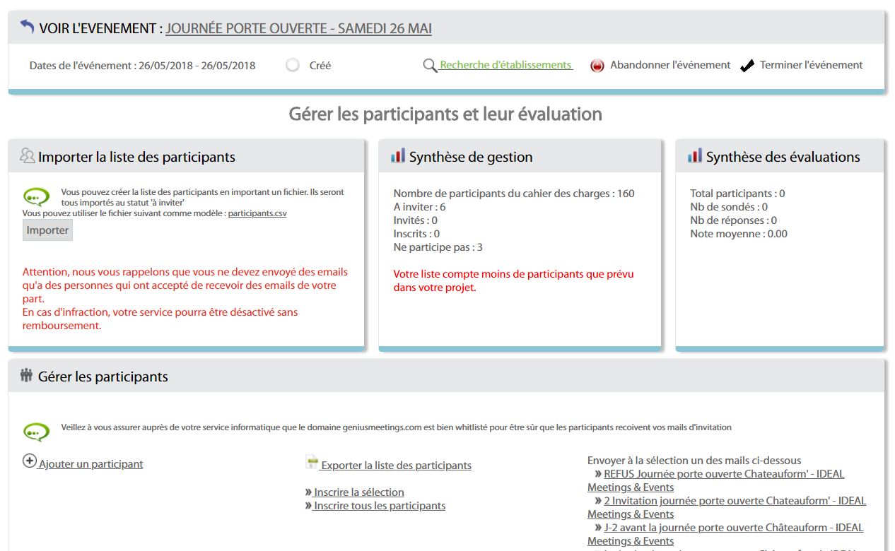 Gestion participant