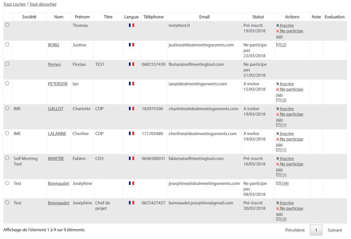 Gestion participant 2